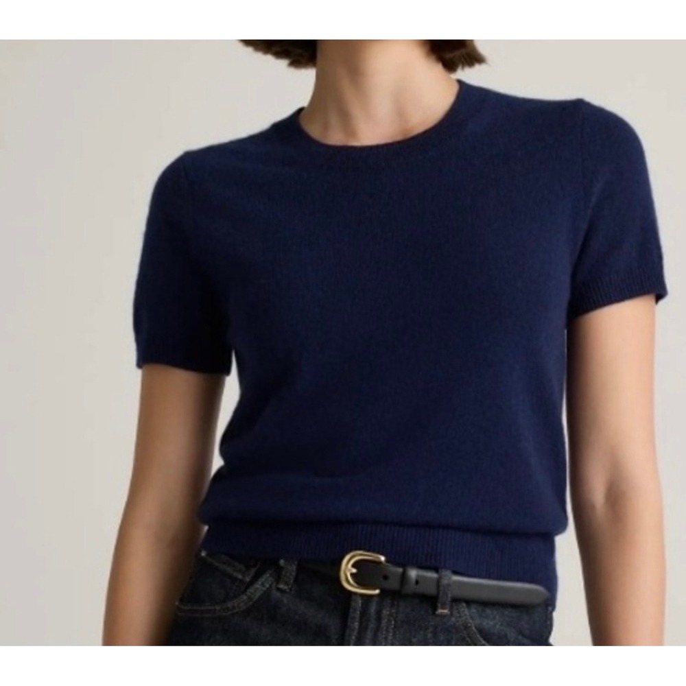 NWT Quince Mongolian Cashmere Tee True Navy Size S 100% Cashmere minimalist